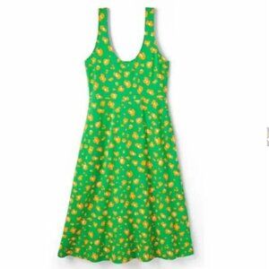 TABITHA BROWN Green Leopard Print Jersey Knit Midi Dress